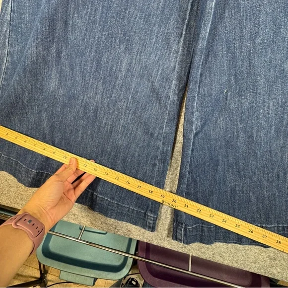 Pilcro Anthropologie Blue Wide Leg Jeans Size 26 High Rise Utility Denim Style - Picture 12 of 16
